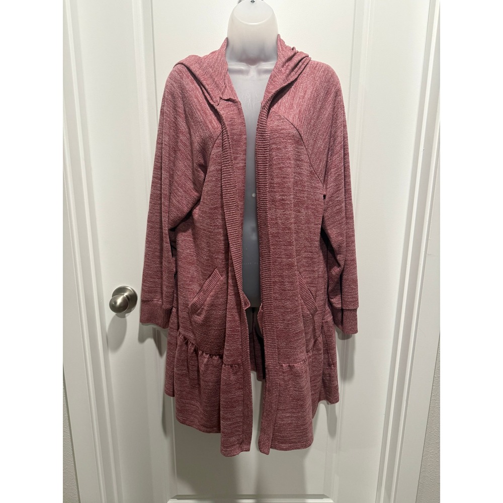 Torrid Soft Plush Hooded Cardigan Rose Pink 2 Lounge Cozy Layer Duster Pockets
